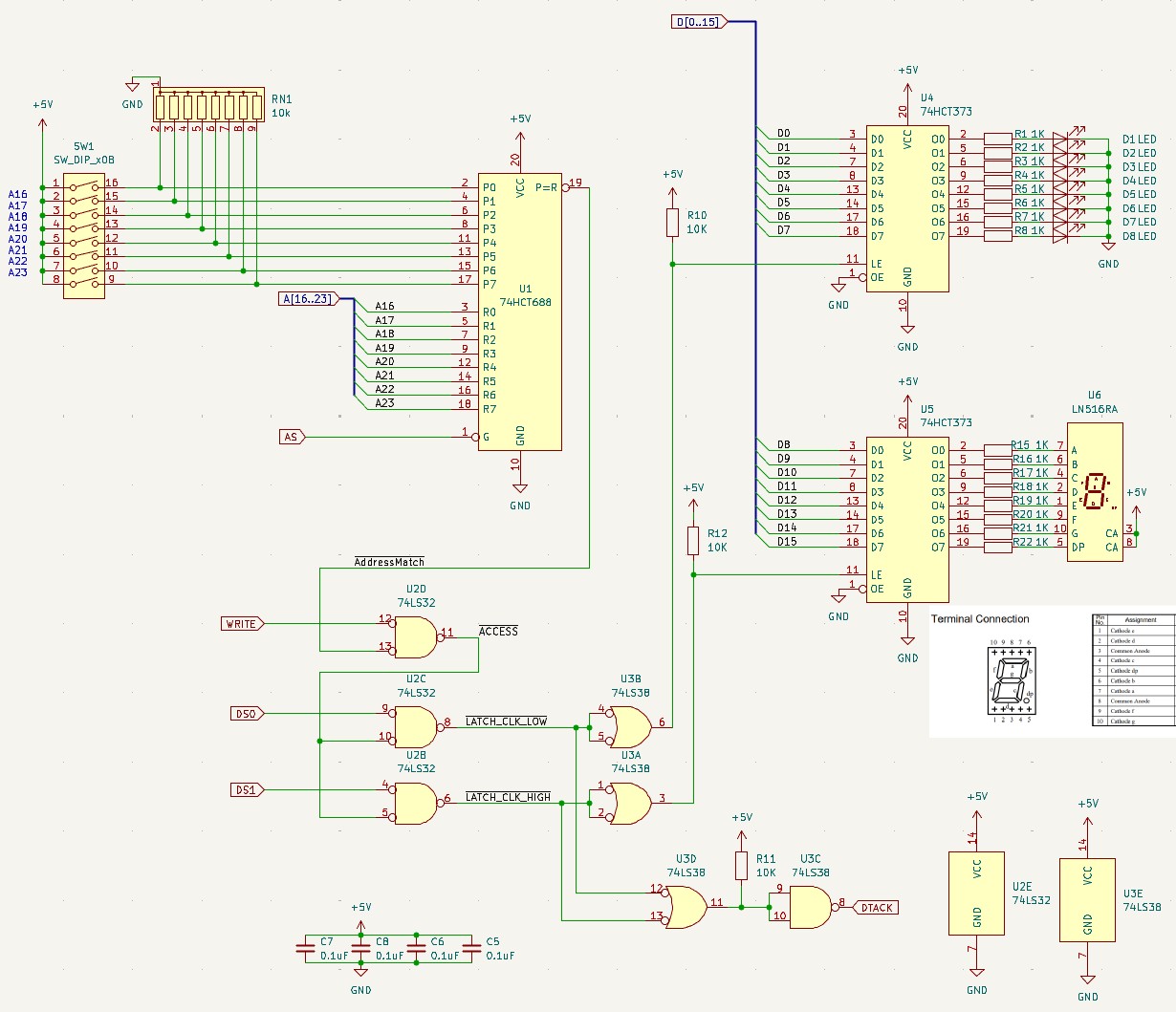 VMEバス用LED表示回路図