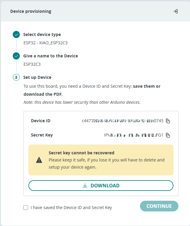 Secret keyの保存画面