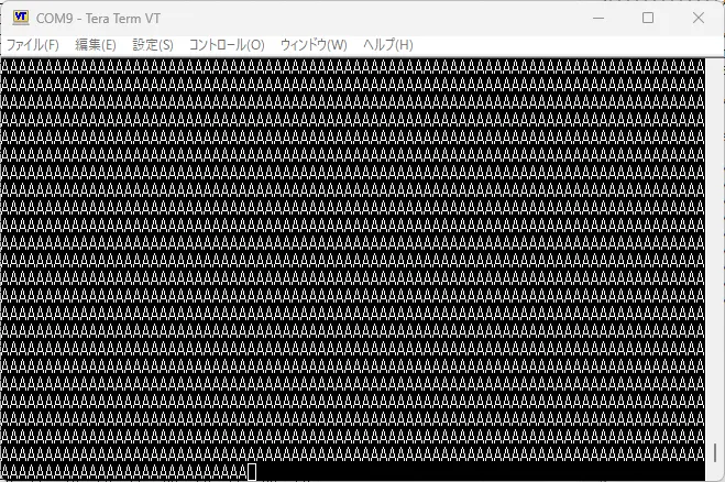 ターミナルに出力された"A"の文字