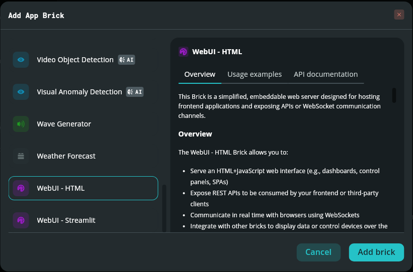 WebUI - HTML Brickを追加