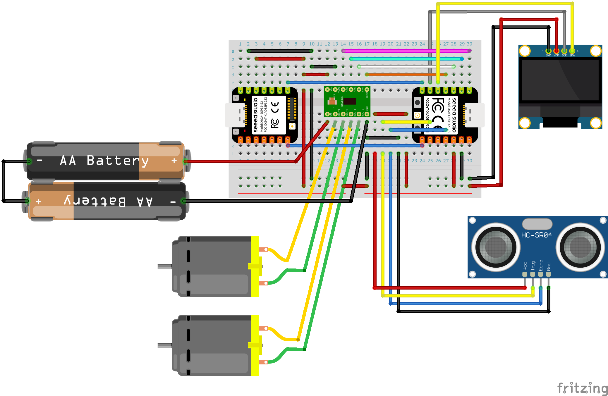 AIロボットカーのブレッドボード配線図
