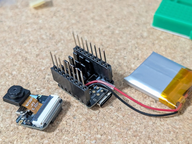 足長ピンソケットを取り付けたヒートシンク付きのESP32S3-Sense
