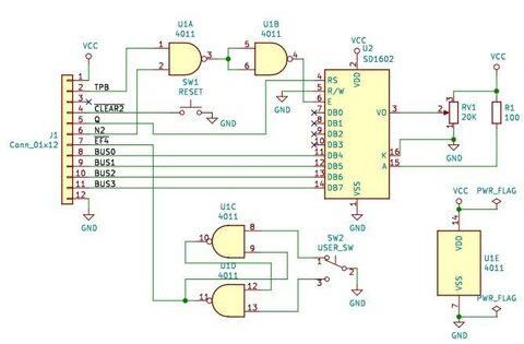 RCA CDP1802 COSMACを動かしてみた(9) LCDに文字を表示してみる