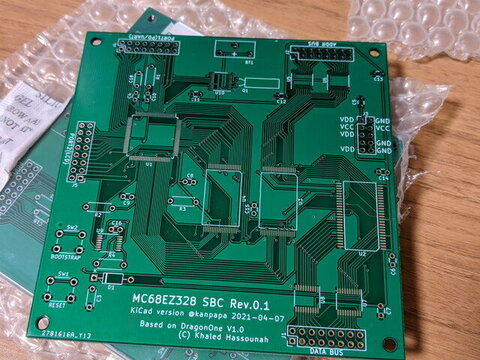 MC68EZ328 DragonOne SBCの基板が到着しました